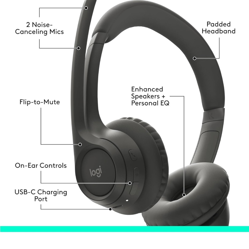Logitech H600 Wireless Over-Ear Headset – Black – NEW - Picture 8 of 11